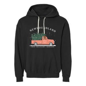 Newfoundland Tree Delivery Service Funny Christmas  Garment-Dyed Fleece Hoodie