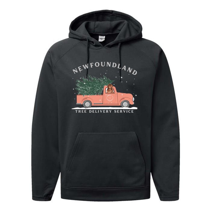 Newfoundland Tree Delivery Service Funny Christmas  Performance Fleece Hoodie