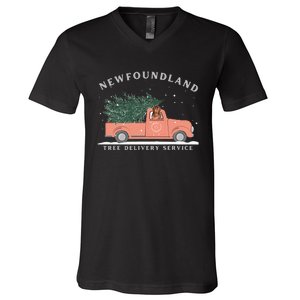 Newfoundland Tree Delivery Service Funny Christmas  V-Neck T-Shirt