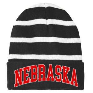 Nebraska Throwback Design Print Classic Striped Beanie with Solid Band