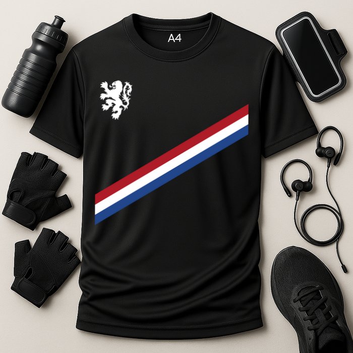 Netherlands Team Flag Jersey Soccer Cooling Performance Crew T-Shirt