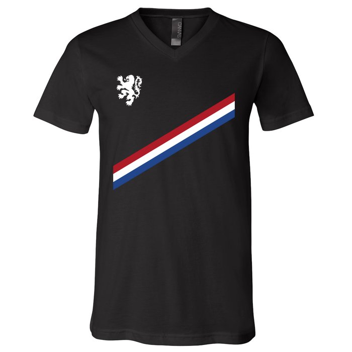 Netherlands Team Flag Jersey Soccer V-Neck T-Shirt