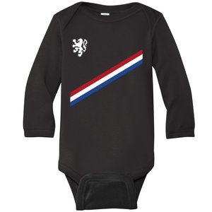 Netherlands Team Flag Jersey Soccer Baby Long Sleeve Bodysuit