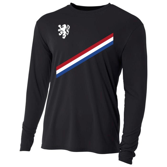 Netherlands Team Flag Jersey Soccer Cooling Performance Long Sleeve Crew