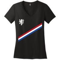 Netherlands Team Flag Jersey Soccer Women's V-Neck T-Shirt