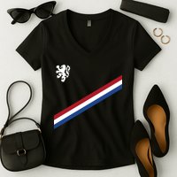 Netherlands Team Flag Jersey Soccer Women's V-Neck T-Shirt