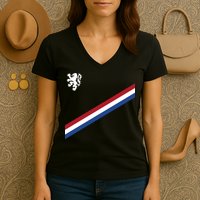 Netherlands Team Flag Jersey Soccer Women's V-Neck T-Shirt