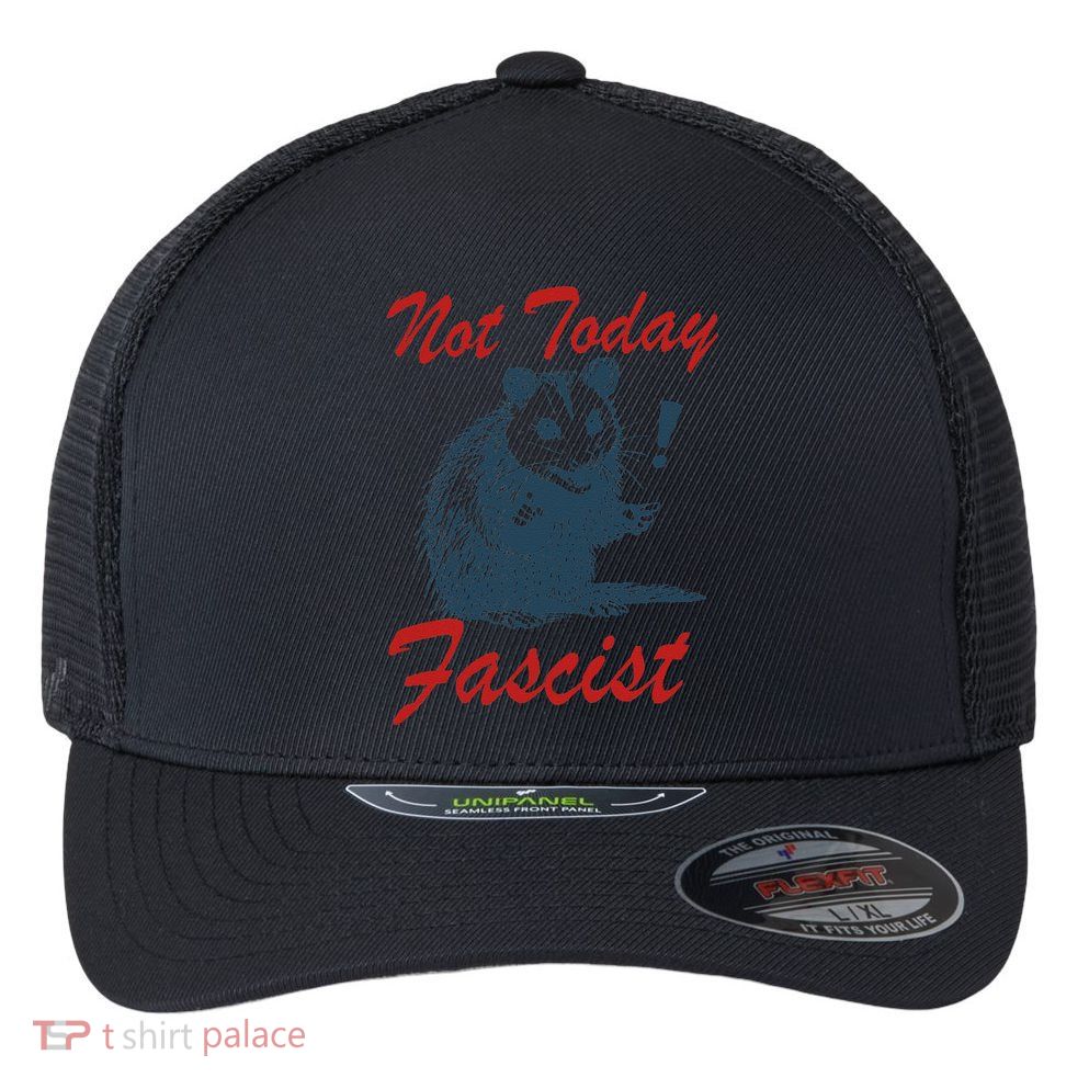 Not Today Fascist Funny Possum Meme Opossum Trash Panda .Png Flexfit Unipanel Trucker Cap