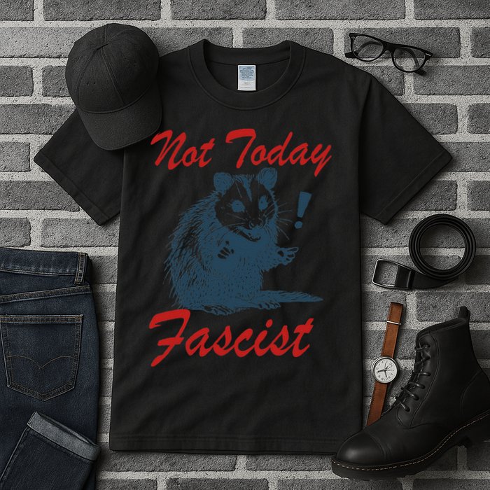 Not Today Fascist Funny Possum Meme Opossum Trash Panda .Png Tall T-Shirt
