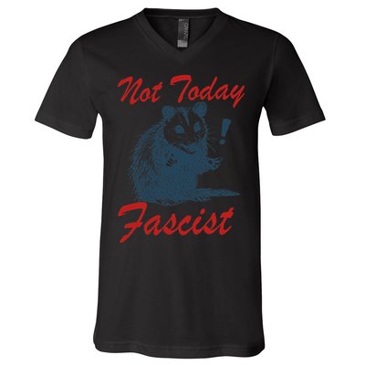 Not Today Fascist Funny Possum Meme Opossum Trash Panda .Png V-Neck T-Shirt