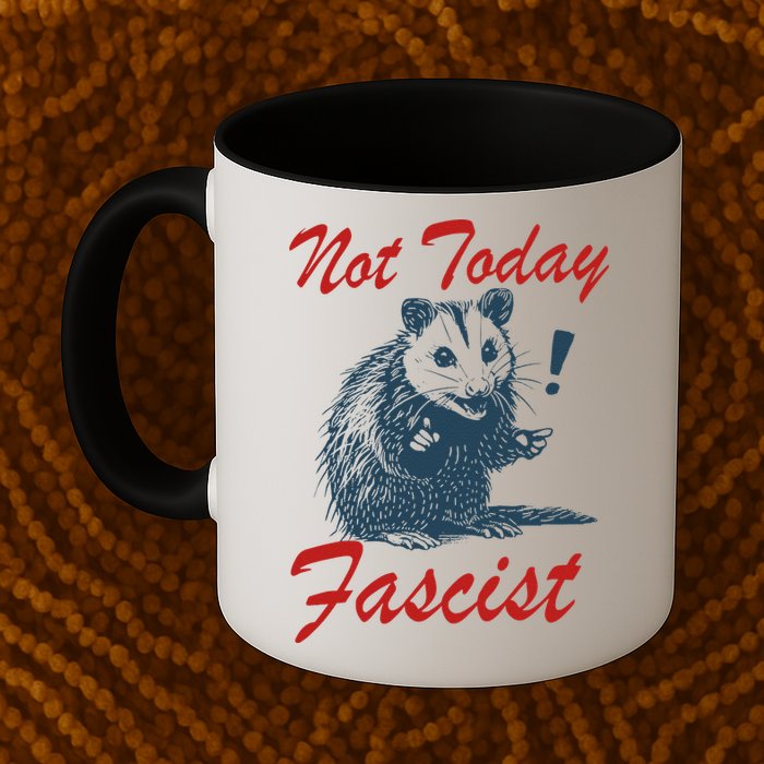 Not Today Fascist Funny Possum Meme Opossum Trash Panda .Png Mug
