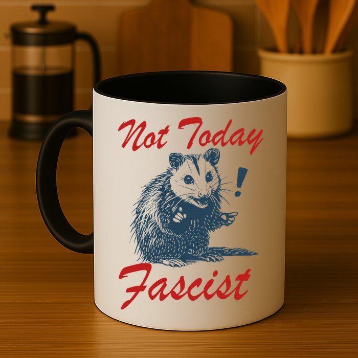 Not Today Fascist Funny Possum Meme Opossum Trash Panda .Png Mug