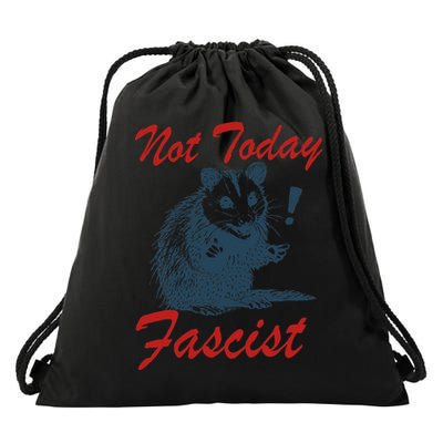 Not Today Fascist Funny Possum Meme Opossum Trash Panda .Png Drawstring Bag