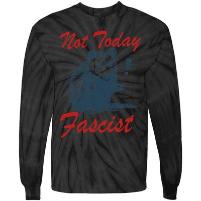 Not Today Fascist Funny Possum Meme Opossum Trash Panda .Png Tie-Dye Long Sleeve Shirt
