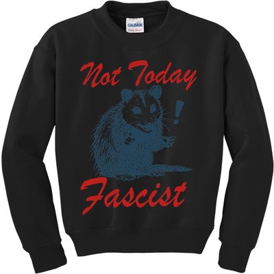 Not Today Fascist Funny Possum Meme Opossum Trash Panda .Png Kids Sweatshirt