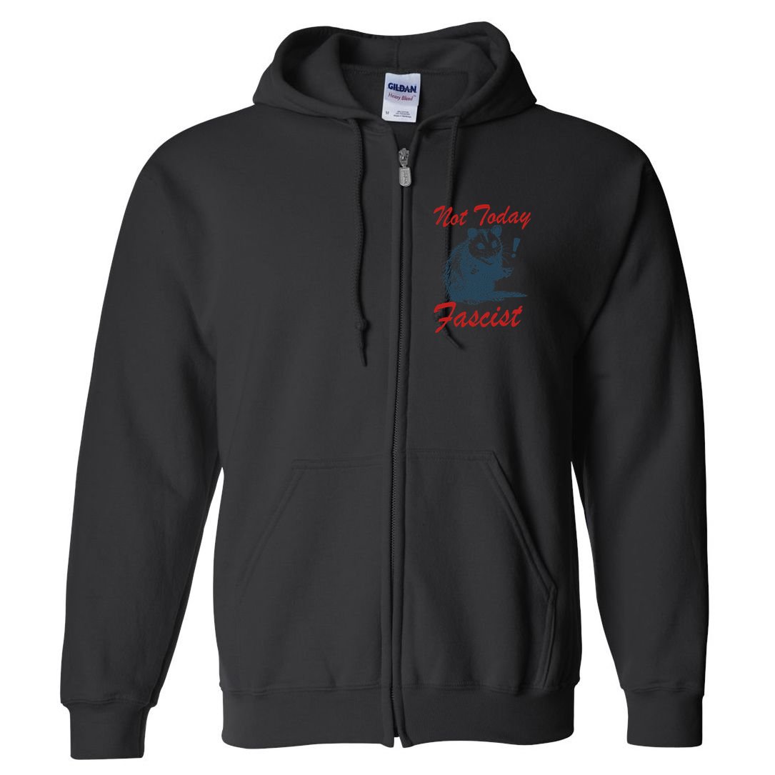 Not Today Fascist Funny Possum Meme Opossum Trash Panda .Png Full Zip Hoodie