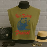 Not Today Fascist Funny Possum Meme Opossum Trash Panda .Png Garment-Dyed Women's Muscle Tee