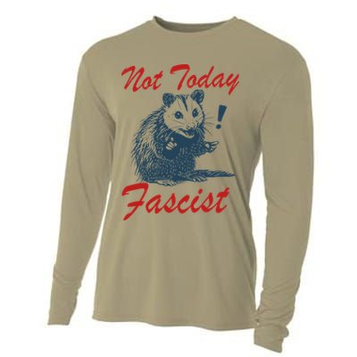 Not Today Fascist Funny Possum Meme Opossum Trash Panda .Png Cooling Performance Long Sleeve Crew