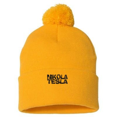Nikola Tesla , Free Energy, Ac Power, Inventor Pom Pom 12in Knit Beanie