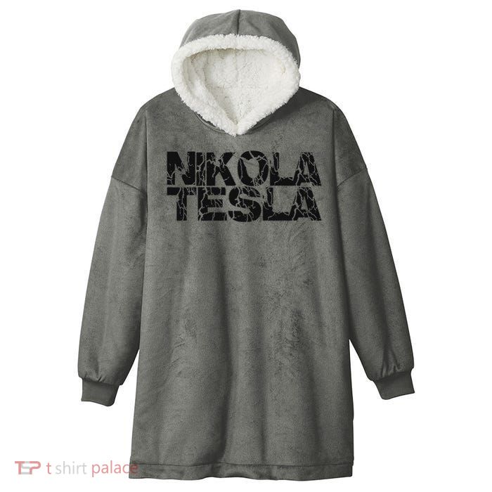 Nikola Tesla , Free Energy, Ac Power, Inventor Hooded Wearable Blanket