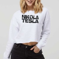 Nikola Tesla , Free Energy, Ac Power, Inventor Cropped Pullover Crew