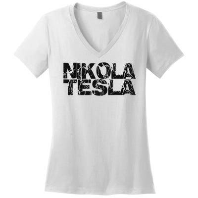 Nikola Tesla , Free Energy, Ac Power, Inventor Women's V-Neck T-Shirt