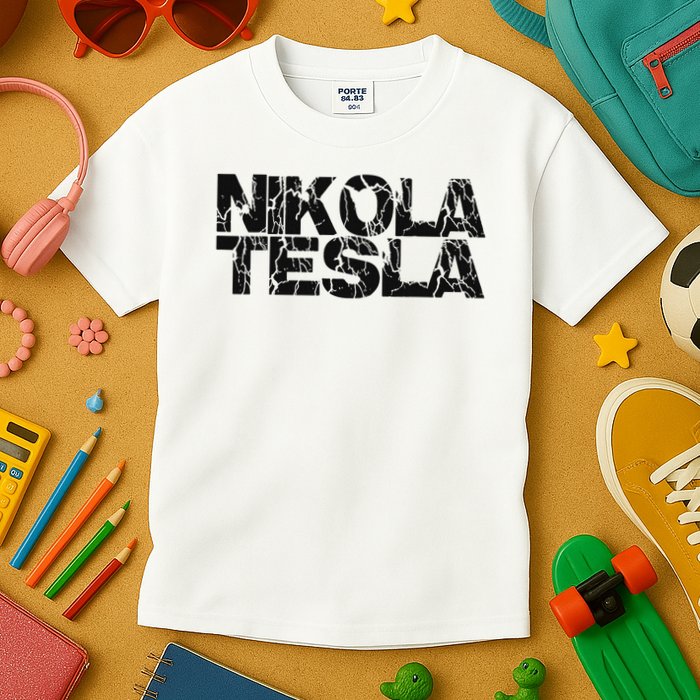 Nikola Tesla , Free Energy, Ac Power, Inventor Kids T-Shirt