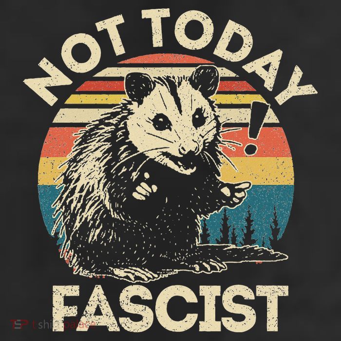 Not Today Fascist Opossum Social Possum 7 Panel Mesh Trucker Snapback Hat