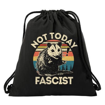 Not Today Fascist Opossum Social Possum Drawstring Bag