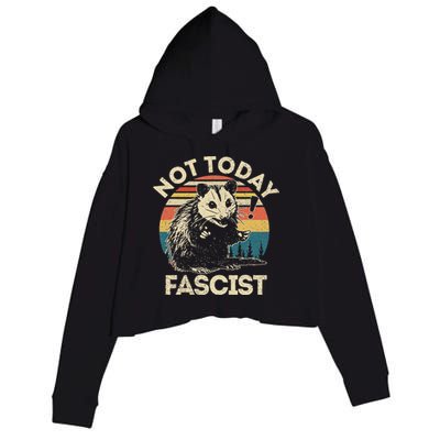 Not Today Fascist Opossum Social Possum Crop Fleece Hoodie