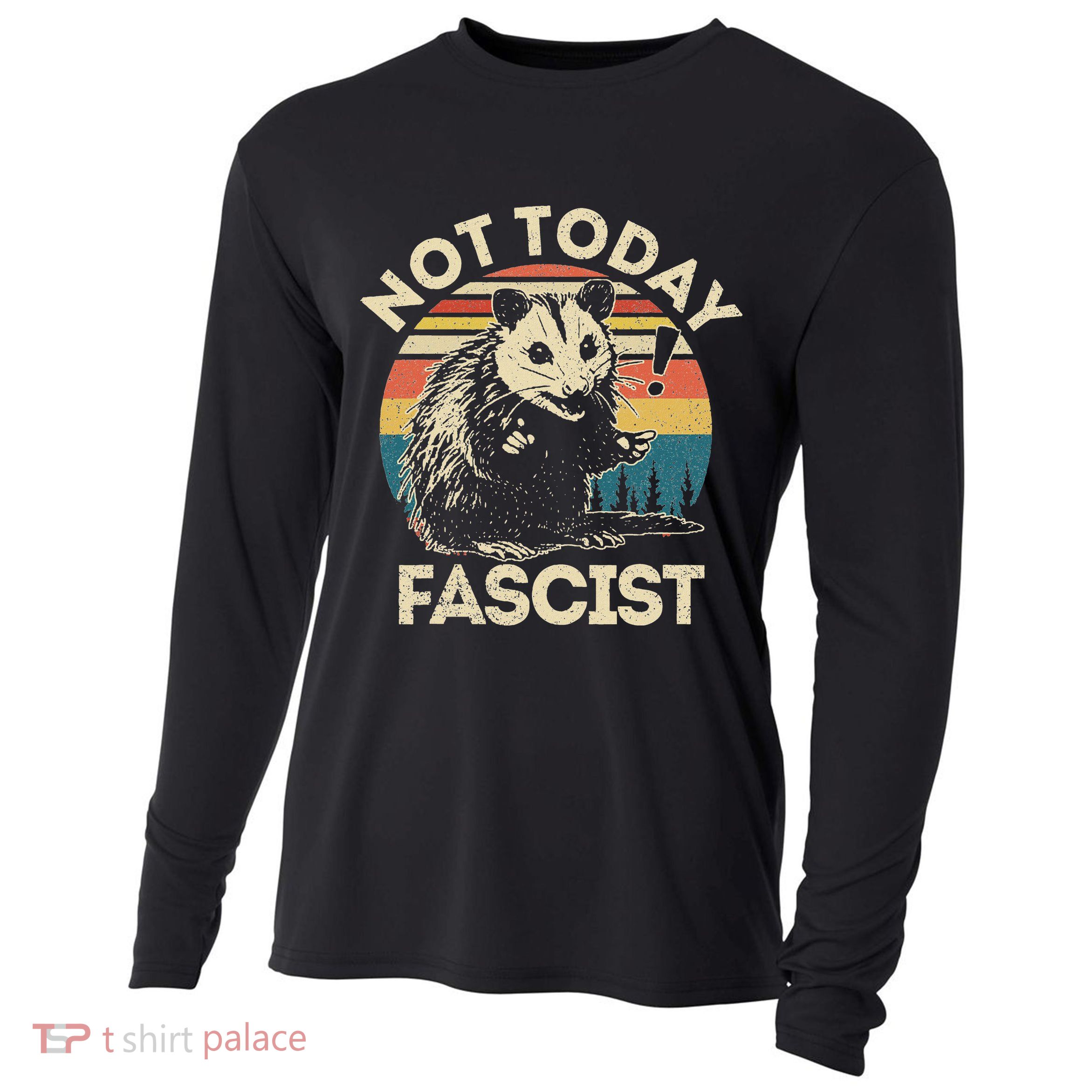 Not Today Fascist Opossum Social Possum Cooling Performance Long Sleeve Crew