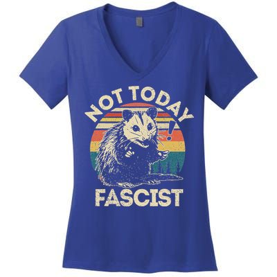 Not Today Fascist Opossum Social Possum Women's V-Neck T-Shirt
