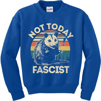 Not Today Fascist Opossum Social Possum Kids Sweatshirt