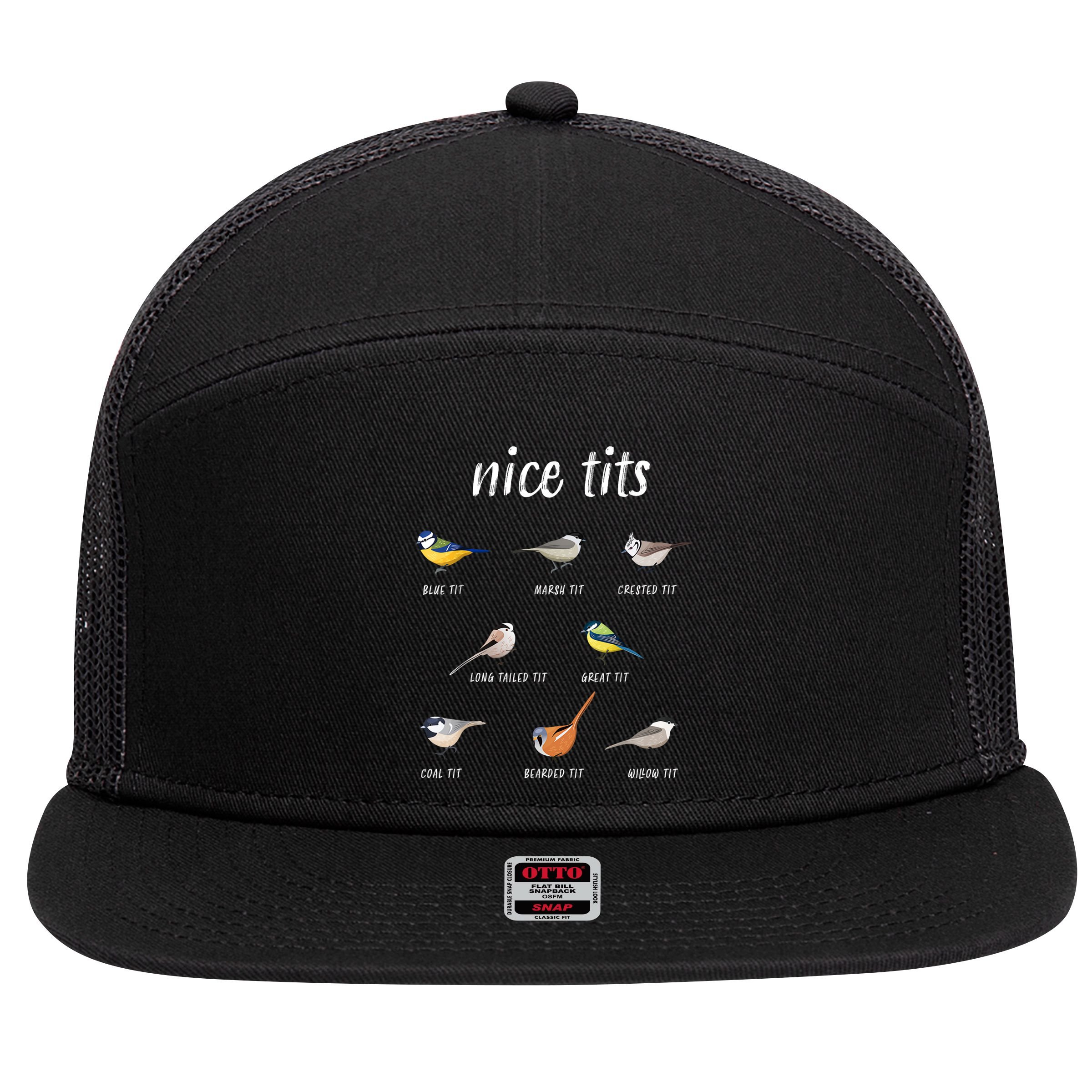 Nice Tits Funny Bird Watching Gift Dad 7 Panel Mesh Trucker Snapback Hat