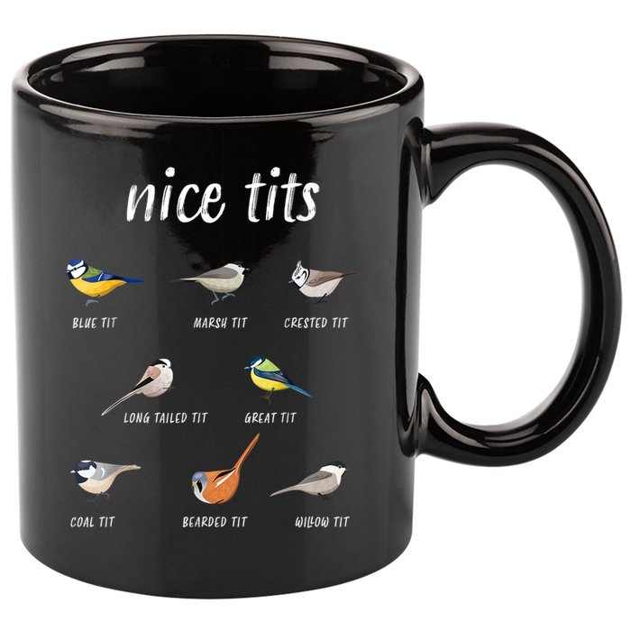 Nice Tits Funny Bird Watching Gift Dad 11oz C Handle Ceramic Mug