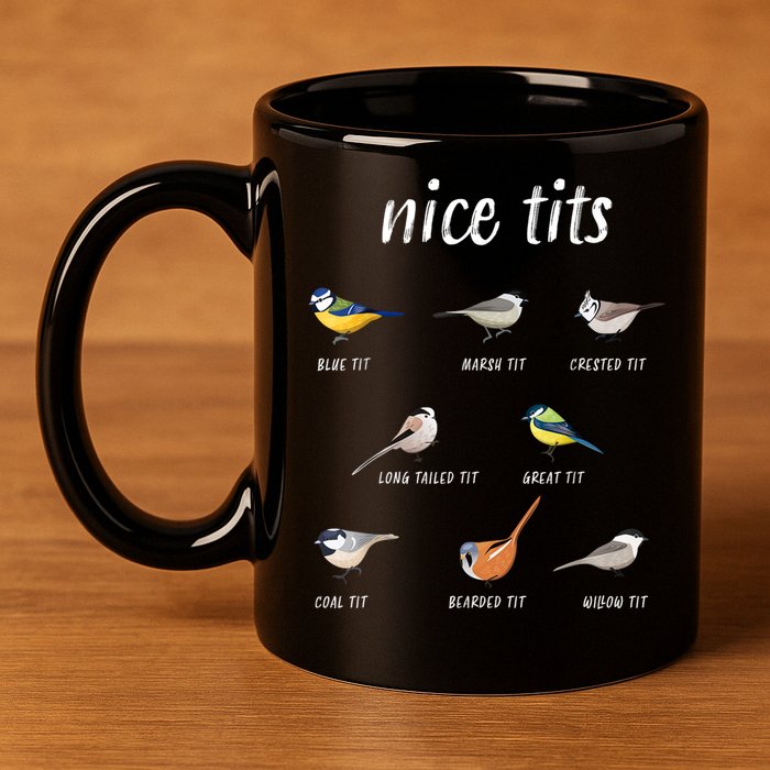 Nice Tits Funny Bird Watching Gift Dad 11oz C Handle Ceramic Mug