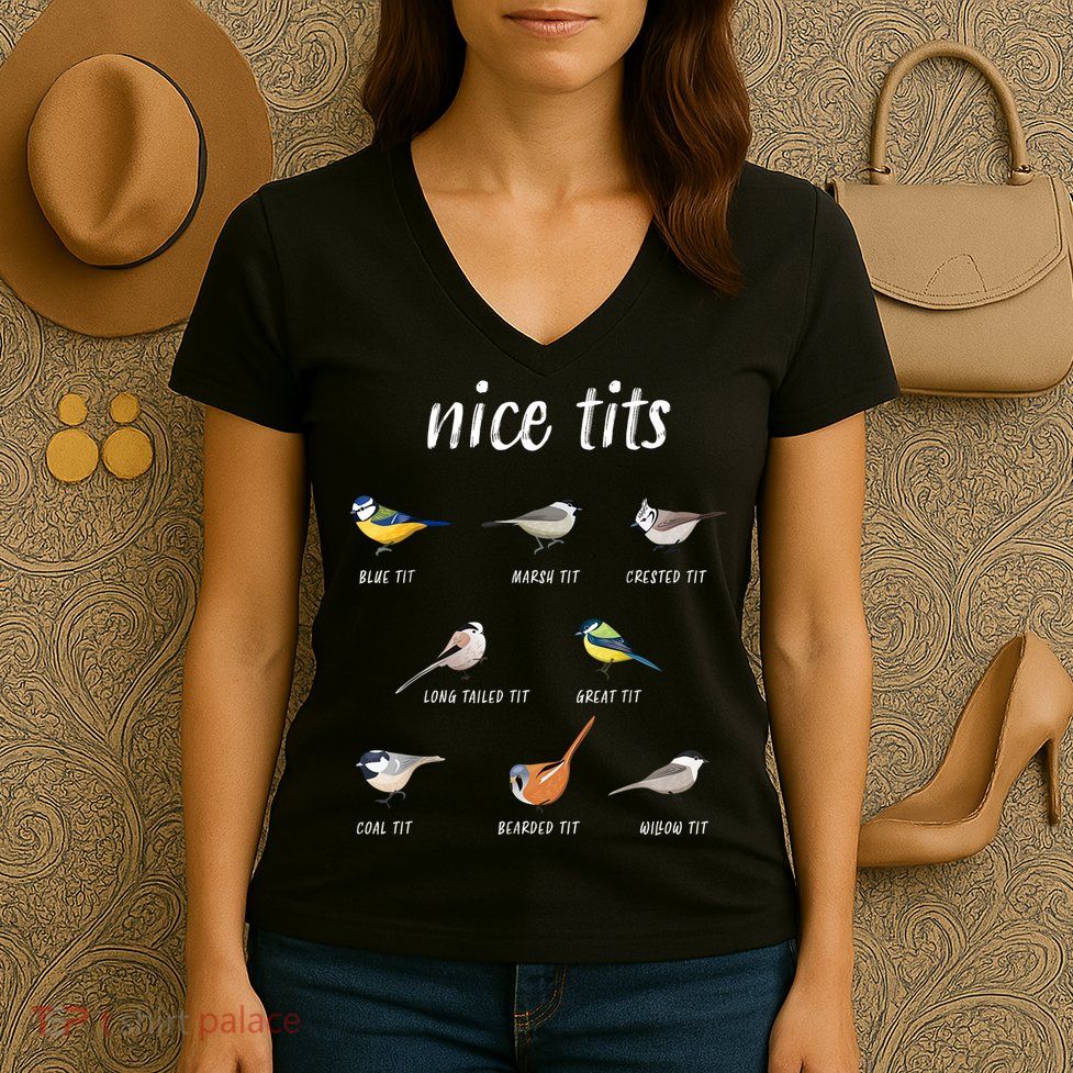 Nice Tits Funny Bird Watching Gift Dad Women's V-Neck T-Shirt