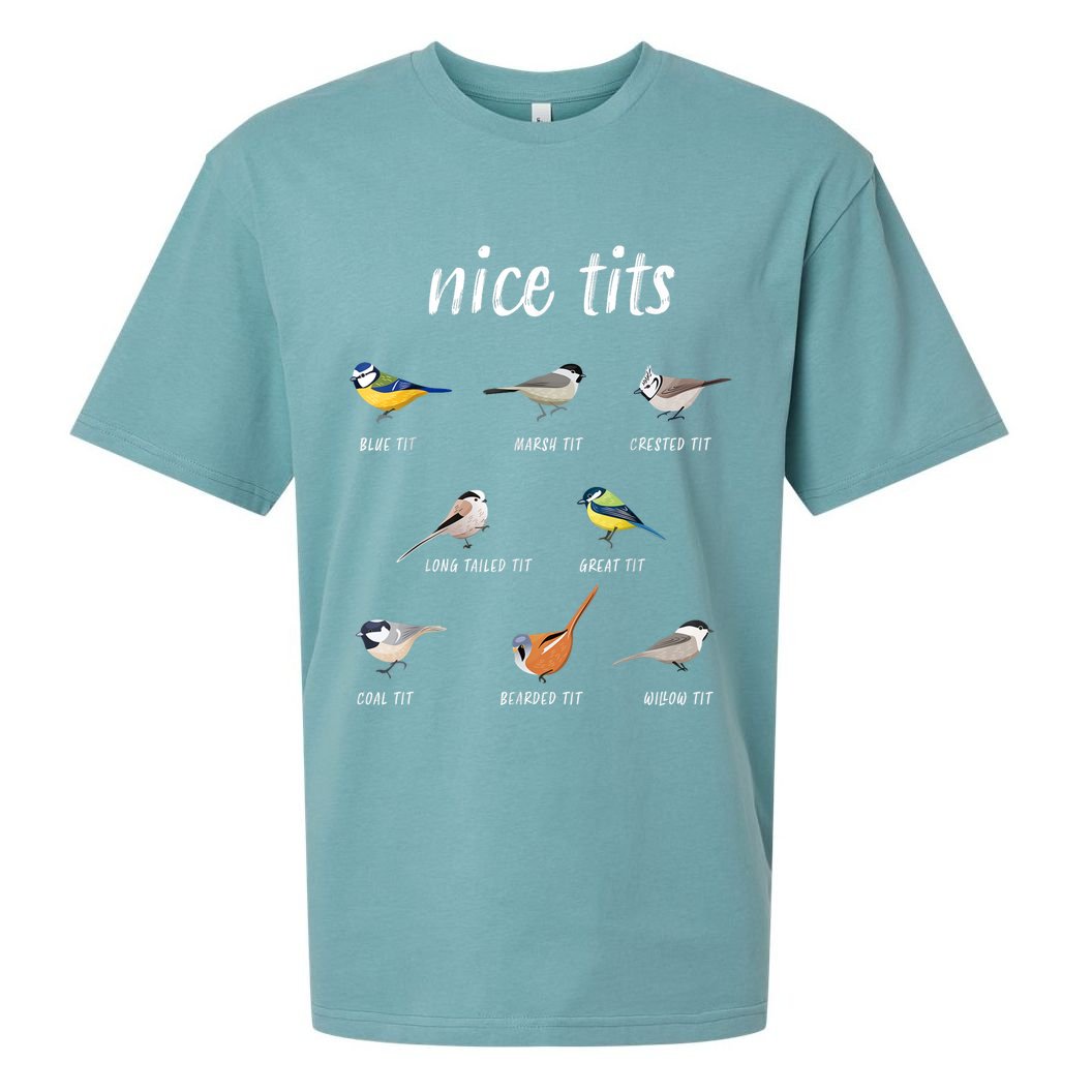 Nice Tits Funny Bird Watching Gift Dad Sueded Cloud Jersey T-Shirt