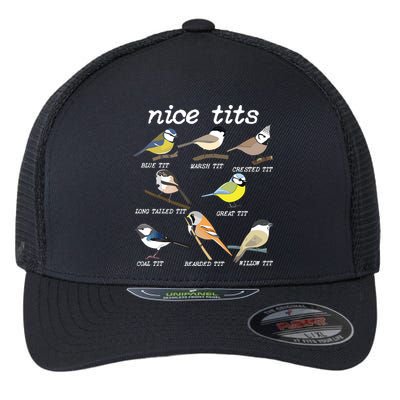 Nice Tits Funny Bird Watching, Funny Tit Birds Birdwatcher Flexfit Unipanel Trucker Cap