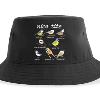 Nice Tits Funny Bird Watching, Funny Tit Birds Birdwatcher Sustainable Bucket Hat