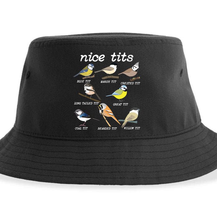 Nice Tits Funny Bird Watching, Funny Tit Birds Birdwatcher Sustainable Bucket Hat