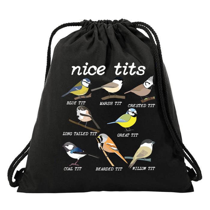 Nice Tits Funny Bird Watching, Funny Tit Birds Birdwatcher Drawstring Bag