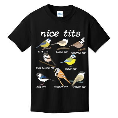 Nice Tits Funny Bird Watching, Funny Tit Birds Birdwatcher Kids T-Shirt