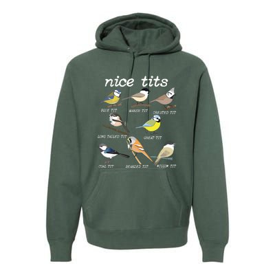 Nice Tits Funny Bird Watching, Funny Tit Birds Birdwatcher Premium Hoodie