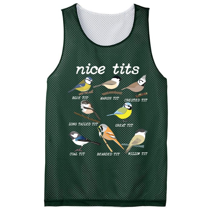 Nice Tits Funny Bird Watching, Funny Tit Birds Birdwatcher Mesh Reversible Basketball Jersey Tank
