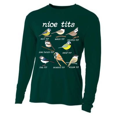 Nice Tits Funny Bird Watching, Funny Tit Birds Birdwatcher Cooling Performance Long Sleeve Crew