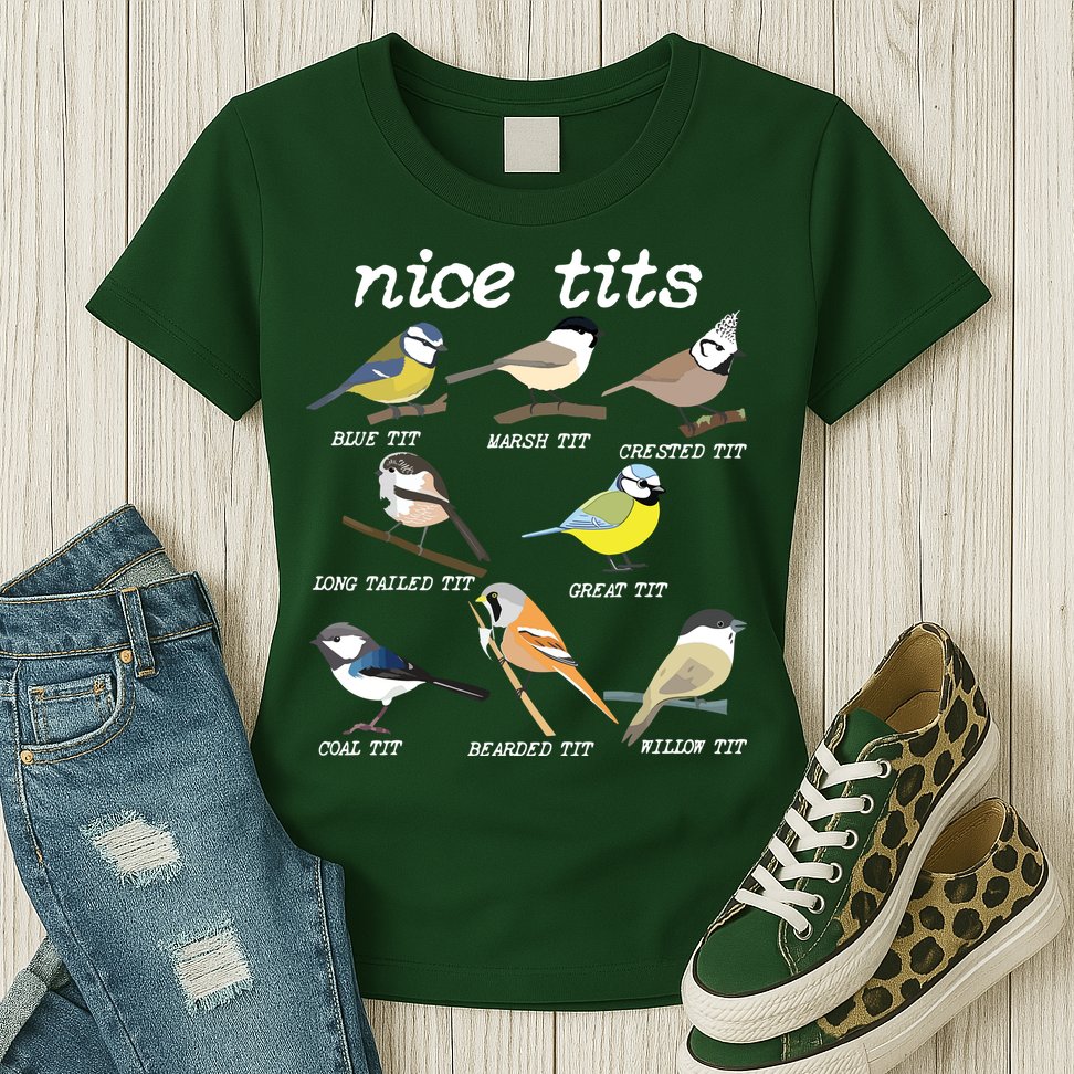 Nice Tits Funny Bird Watching, Funny Tit Birds Birdwatcher Womens T-Shirt