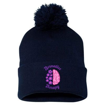 Normalize Therapy Floral Brain Pom Pom 12in Knit Beanie