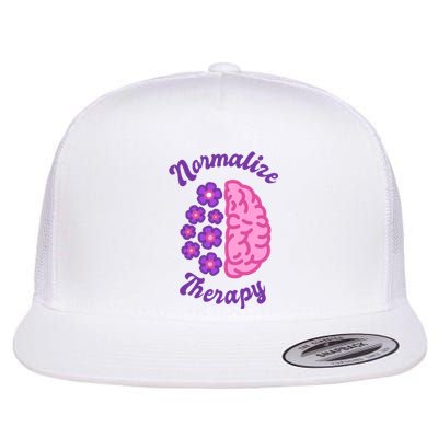 Normalize Therapy Floral Brain Flat Bill Trucker Hat