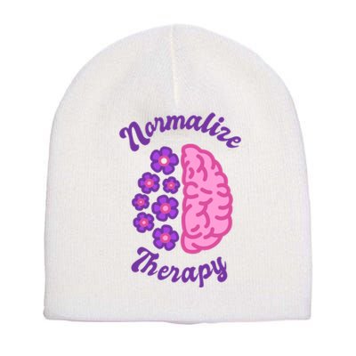 Normalize Therapy Floral Brain Short Acrylic Beanie